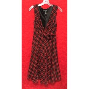 Ralph Lauren Red & Black Plaid Dress Womens Ladies 6 Event Rockabilly